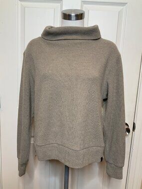 Varley Milton Turtleneck Gray Rib Knit Sweater W/ Side Zips, Size XS